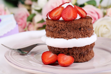 Chocolate cake with strawberry