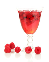 Jelly with fresh berries isolated on white