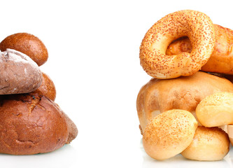 delicious breads isolated on white