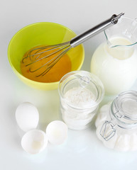 Ingredients for dough isolated on white