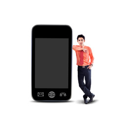 Businessman and smartphone - isolated