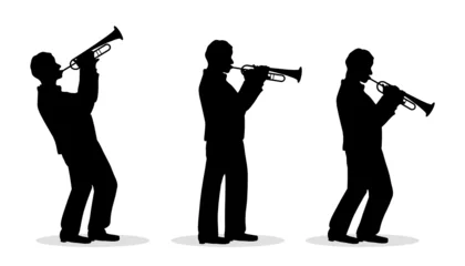 Cercles muraux Groupe de musique séquence de trompette hommes silhouette jouant