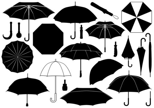 Set of different umbrellas