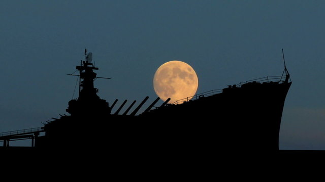 Alabama USS Alabama moonrise