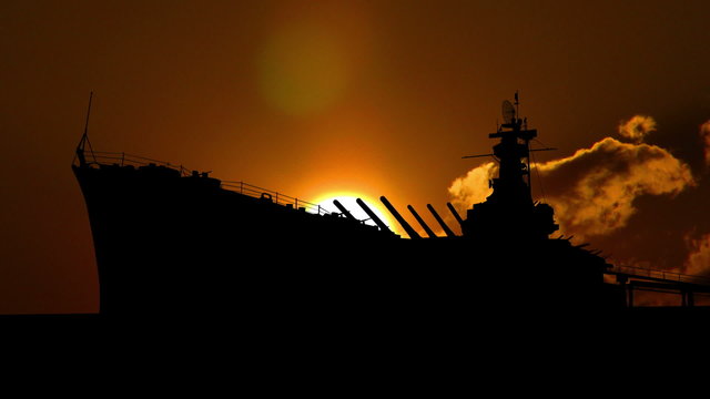 Alabama USS Alabama sunset