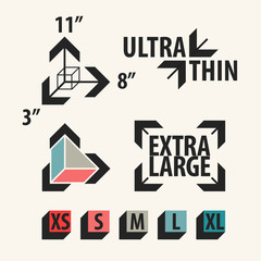 Product size icons set