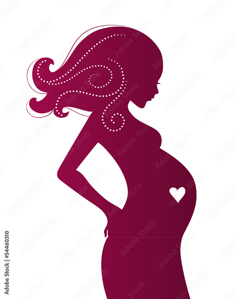 Wall mural Silhouette pregnant woman