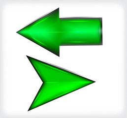 Green long and short arrows. Plastic