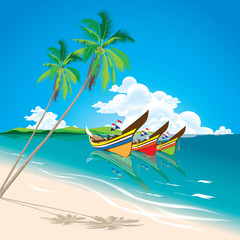 Obraz na płótnie Canvas Summer sea with Local fishing boats