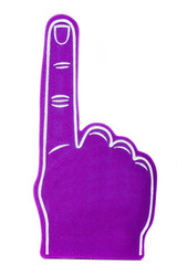 Foam fan finger on a white background