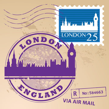 Stamp set with text London, England inside, vector