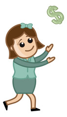 Running For Dollar Sign - Vector Illustration