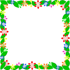 Frame of leaves and flowers