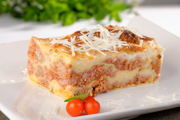 Italian lasagna with cheese