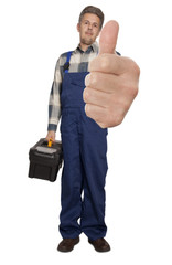worker going thumbs up