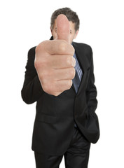 Businessman going thumbs up