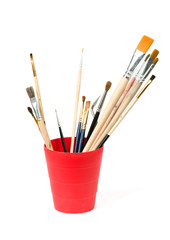 red glass with brushes