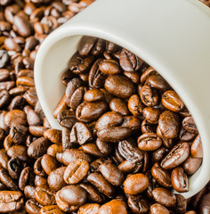 Coffee beans on cup