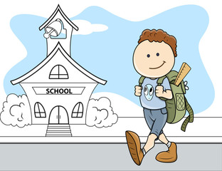 Back to The School - Cartoon Kid Vector