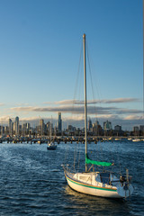 Boats in front of the Melbourne Skyline © scotttnz