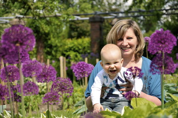 Grandma and grandson in park