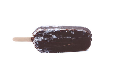 Ice cream covered with chocolate.