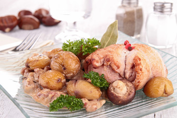 autumn meal with meat and chestnut