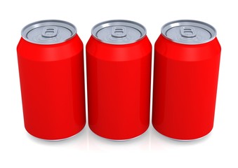 Three red soda can