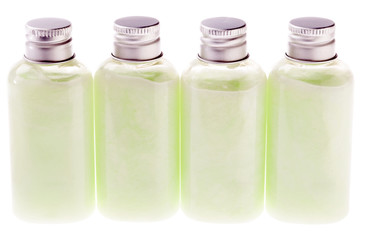 Isolated Green Lotion Bottles