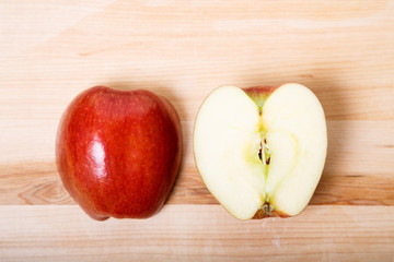 Cut Apple on Wood Cutting Board