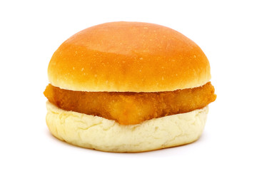 A fish burger isolated on white background