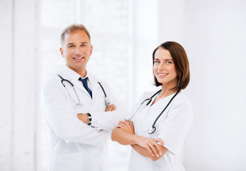 Fototapeta premium two young attractive doctors