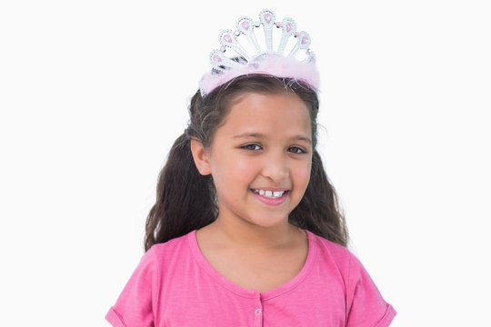 Little girl wearing tiara for a party