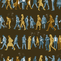 Busy People Motif Seamless Pattern