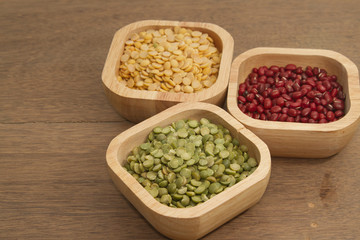 Different kinds of bean,soy bean ,mung bean and azuki bean