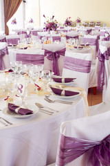 wedding tables set for fine dining or another catered event