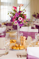 flower decoration on wedding table