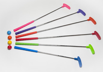 Colorful Mini Golf Clubs and Balls