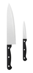 Closeup of kitchen knives isolated on white with clipping path