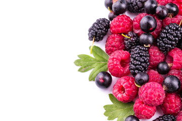 Fresh berries: raspberries, blackcurrants