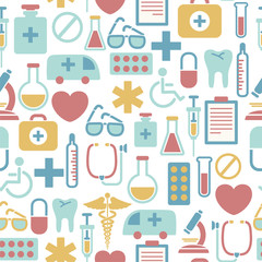 seamless background with medical icons