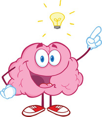 Happy Brain Character With A Big Idea
