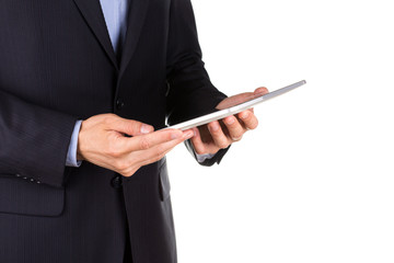 Young businessman's hands with tablet pc
