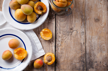 Rustic still life with apricots