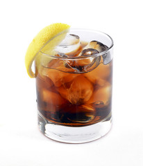 cocktail with ice cola whiskey