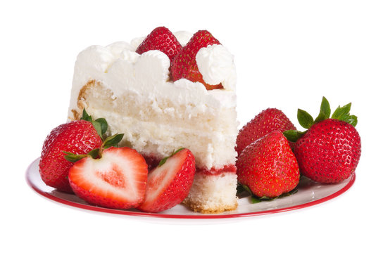 Slice Of Homemade Strawberry Whipped Cream Cake