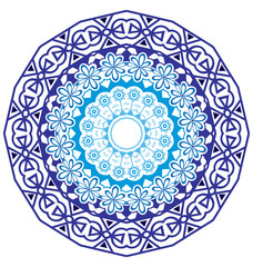 Round lace ornament isolated on white.
