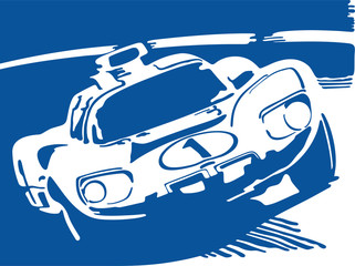 Race car blue and white illustration