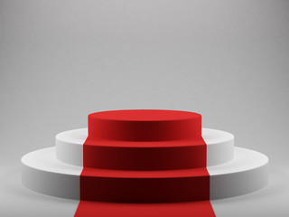 podium with red carpet