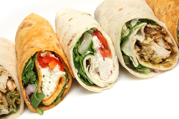 Various Wrap Sandwiches